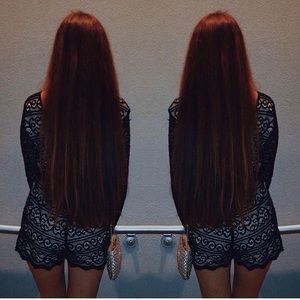 Black and cream lace/crochet romper